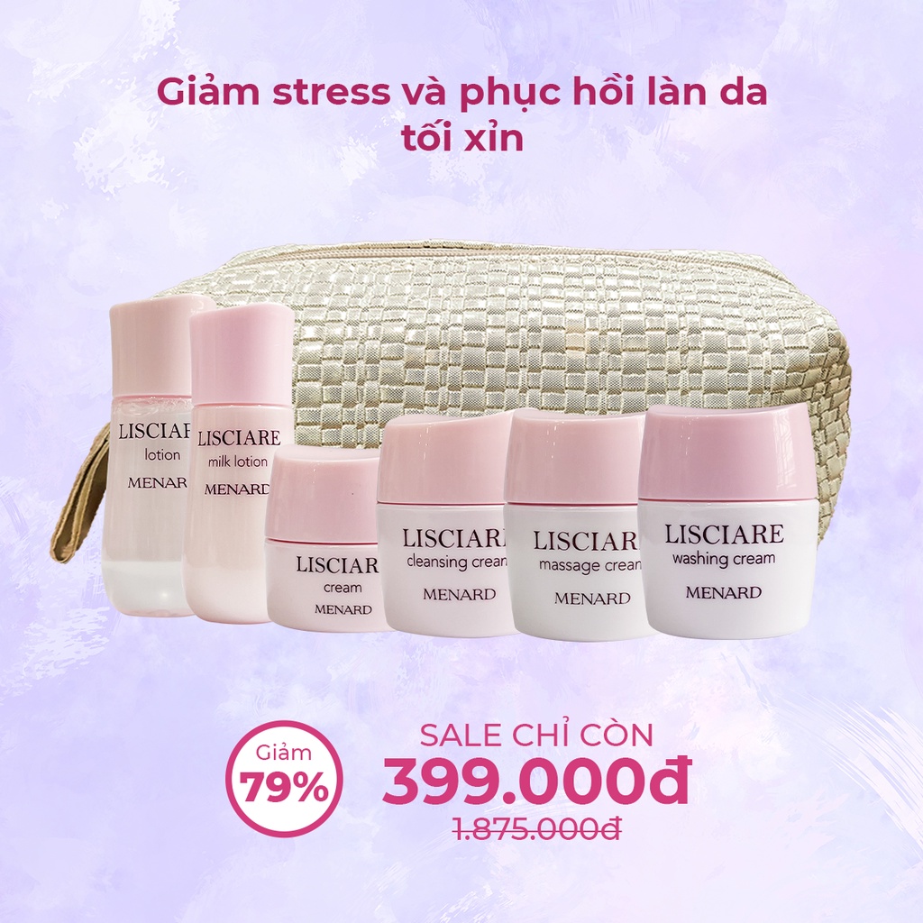 Bộ sản phẩm dưỡng da Menard Lisciare Travel Kit giảm stress và phục hồi làn da tối xỉn (80gr)