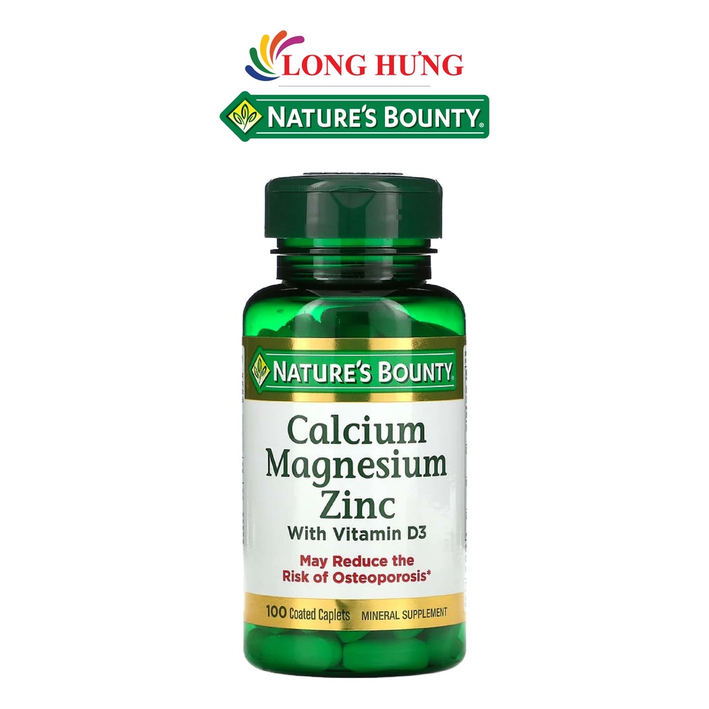 Viên uống Nature's Bounty Calcium Magnesium Zinc with Vitamin D3 hỗ trợ xương khớp (100 viên)