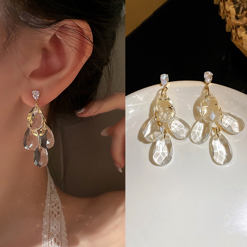 Bông tai mạ bạc 925 hình giọt nước kiểu Hàn Quốc sang trọng thời thượng