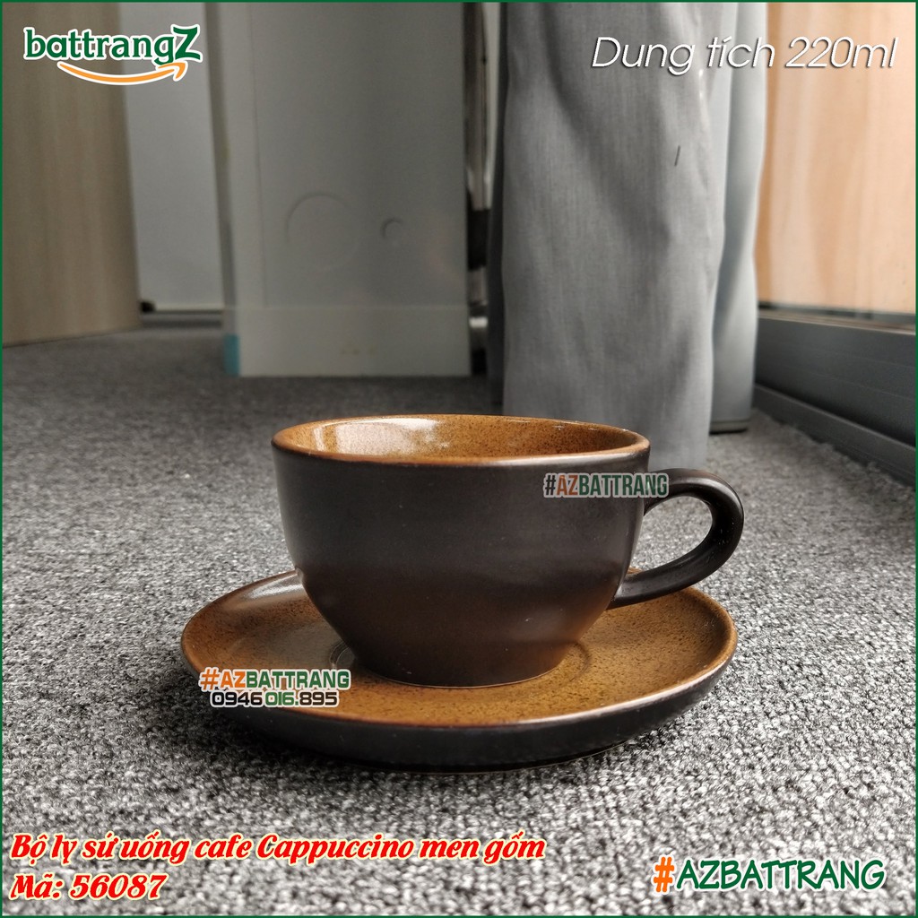 Ly sứ uống cafe Cappuccino men gốm Bát Tràng AZ