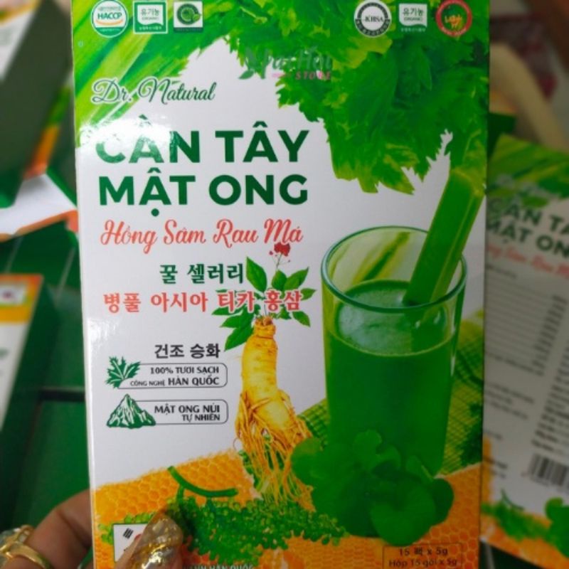 Combo 4 Hộp Bột Cần Tây Mật Ong Hồng Sâm Rau Má