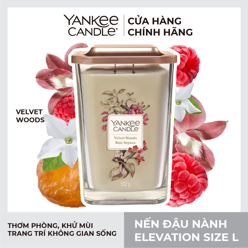 Nến ly vuông Elevation Yankee Candle size L - Velvet Woods (552g)