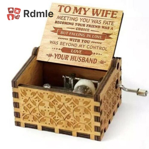 [COD]# RDMLE To My Wife Engraved Wood Music Box Anniversary Valentines' Gifts