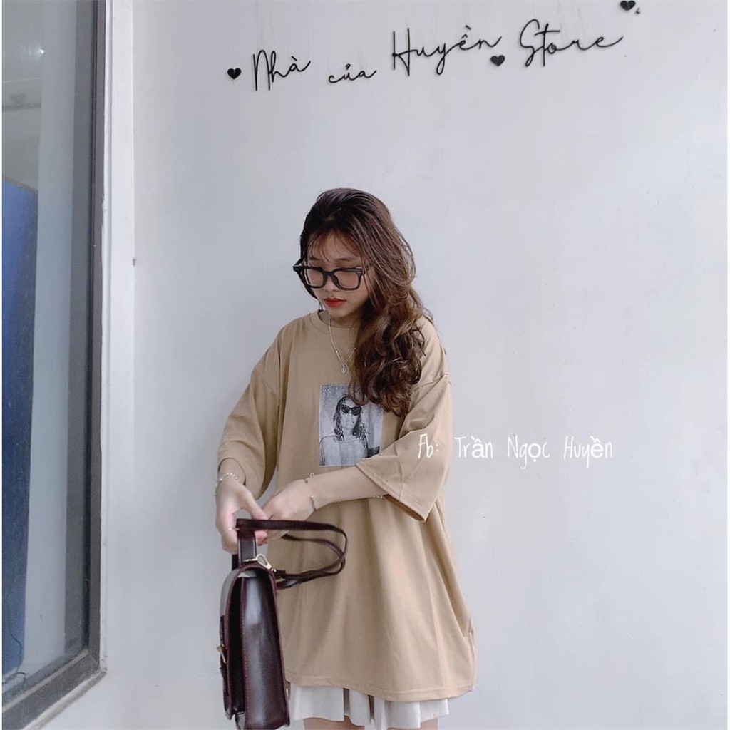 [RẺ VÔ ĐỊCH] Áo Thun Tay Lỡ Unisex Cô Gái Đeo Kính 3 Màu Basic Hot Hit