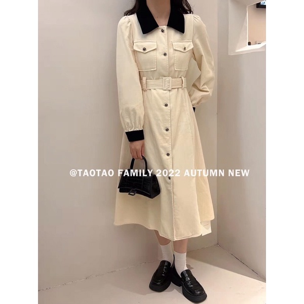 VÁY NHUNG TĂM CỔ PHA KÈM ĐAI