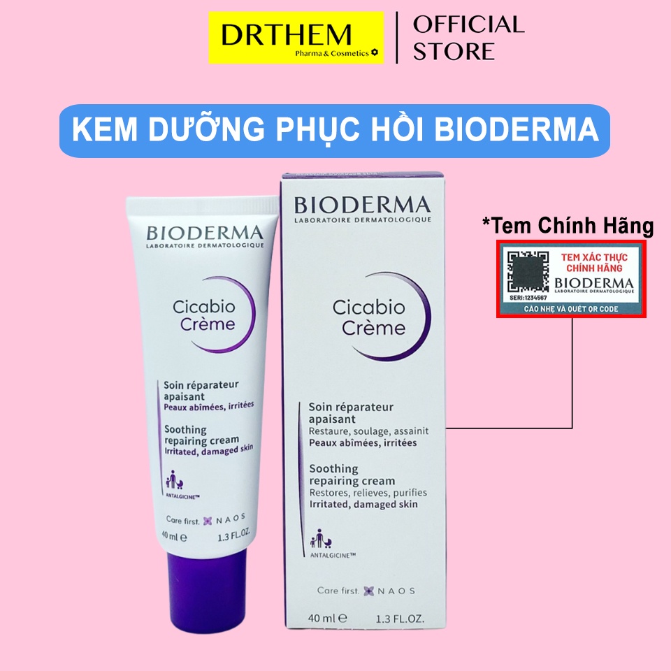 Kem Dưỡng Phục Hồi Bioderma Cicabio Creme - Làm Dịu Da Bị Kích Ứng, Hư Tổn,  40ml - Bioderma Tím