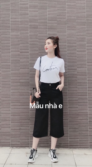 Quần ống rộng cho nữ dáng lỡ cài khuy trước hàng VNXK