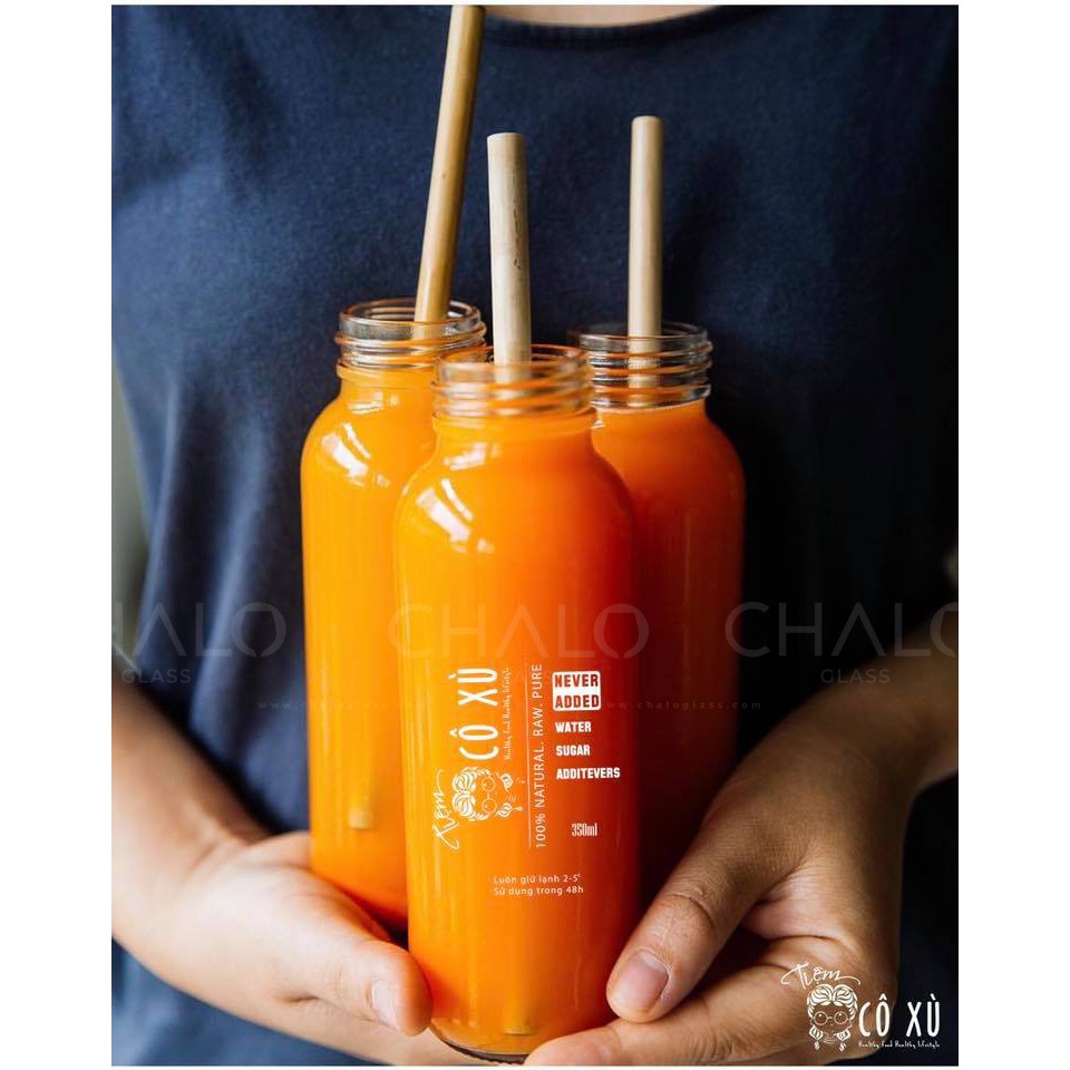 Chai thủy tinh nắp nhôm vặn 300ml (Combo 03 chai trơn, không in hình) - CNV300