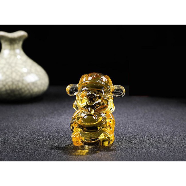 Thần tài pha lê lưu ly phong thủy cao 6cm, biểu tượng của may mắn & tài lộc cho gia chủ
