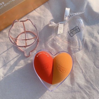 Set bông phấn hồ lô trái tim heartbeat gogotales