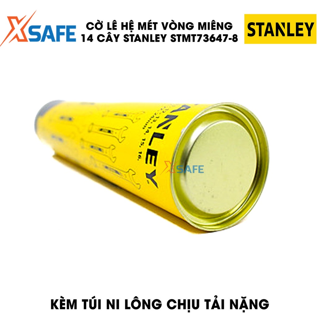 Cờ lê vòng miệng hệ MÉT STANLEY STMT73647-8 thép hợp kim cao cấp Bộ 14 cờ lê Stanley các size phổ biến, kèm túi đựng