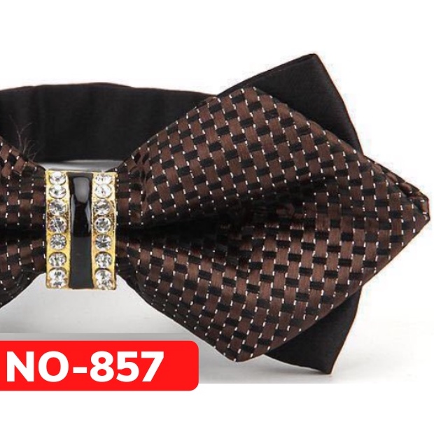 Nơ cài cổ áo Nam màu Nâu đính đá thời trang dành cho chú rể, dự tiệc, chụp ảnh NO-857