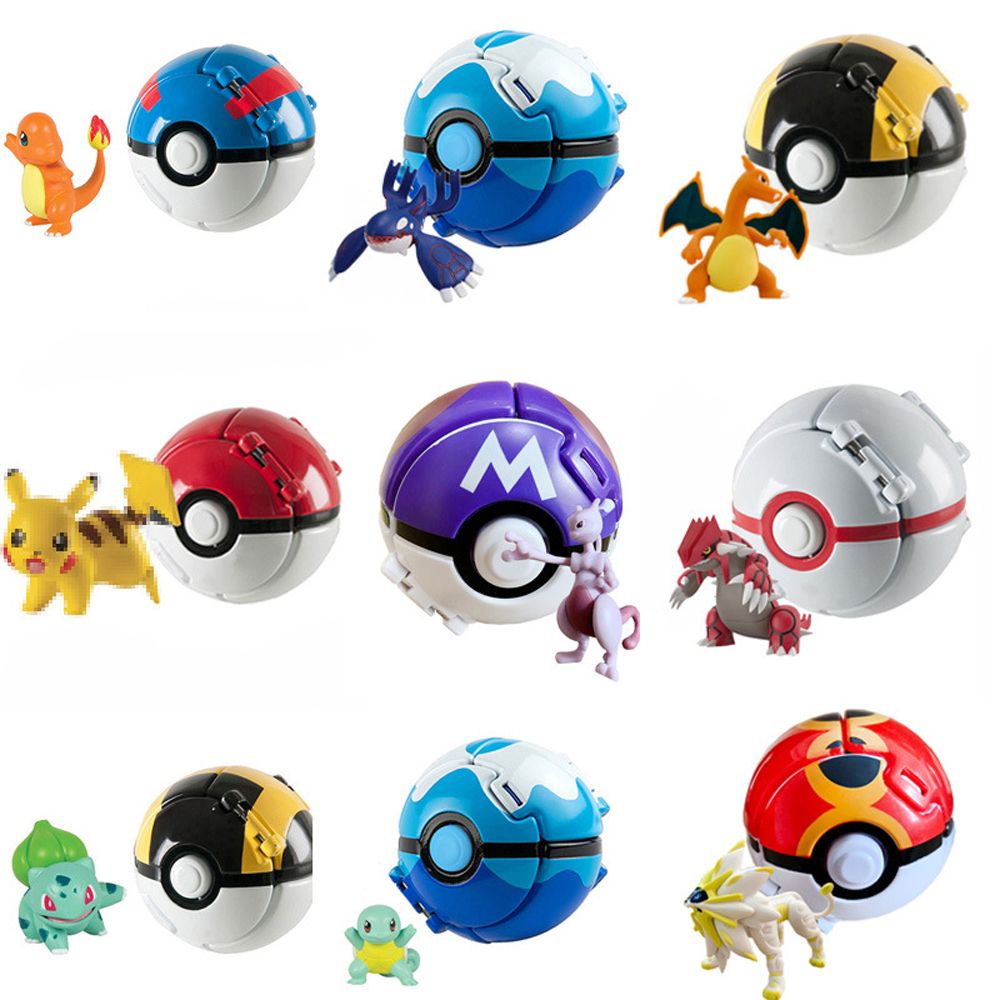 Quả bóng đồ chơi biến hình Pokeball Squirtle Anime Pokemon Eevee Pikachu
