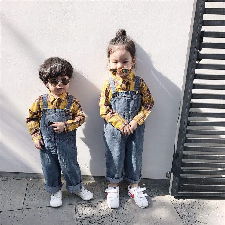[Babycat] Hàng Có Sẵn Quần Yếm Denim Ống Rộng Mềm Mại Phong Cách Nhật Bản Hàn Quốc Cho Bé Trai Và Bé Gái