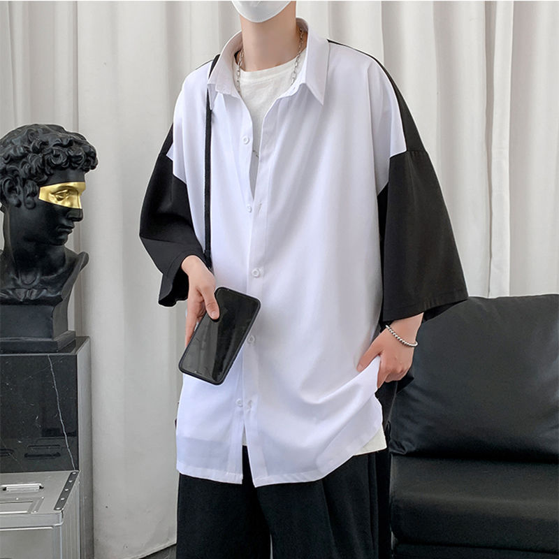 Áo Sơ Mi Tay Lỡ Màu Sắc Bắt Mắt Phong Cách Hàn Quốc Dễ Phối Đồ Cho Nam Size M-2Xl