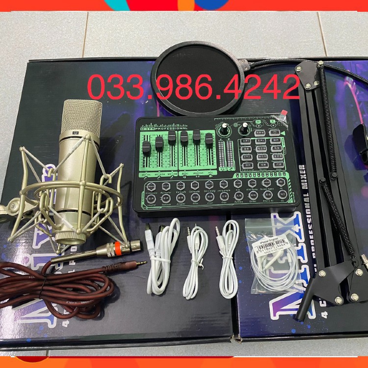 Trọn Bộ Sound Card Thu Âm H9 2021 Mic AQTA U87 ⚡FREESHIP⚡ Tặng Kèm Dây Kết Nối Và Tai Nghe Kiểm Âm . Bảo Hành 12 Tháng