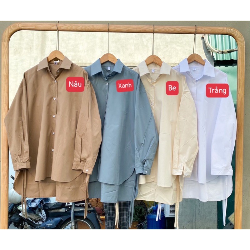 Sơ mi oversize buộc dây vintage - mã 012