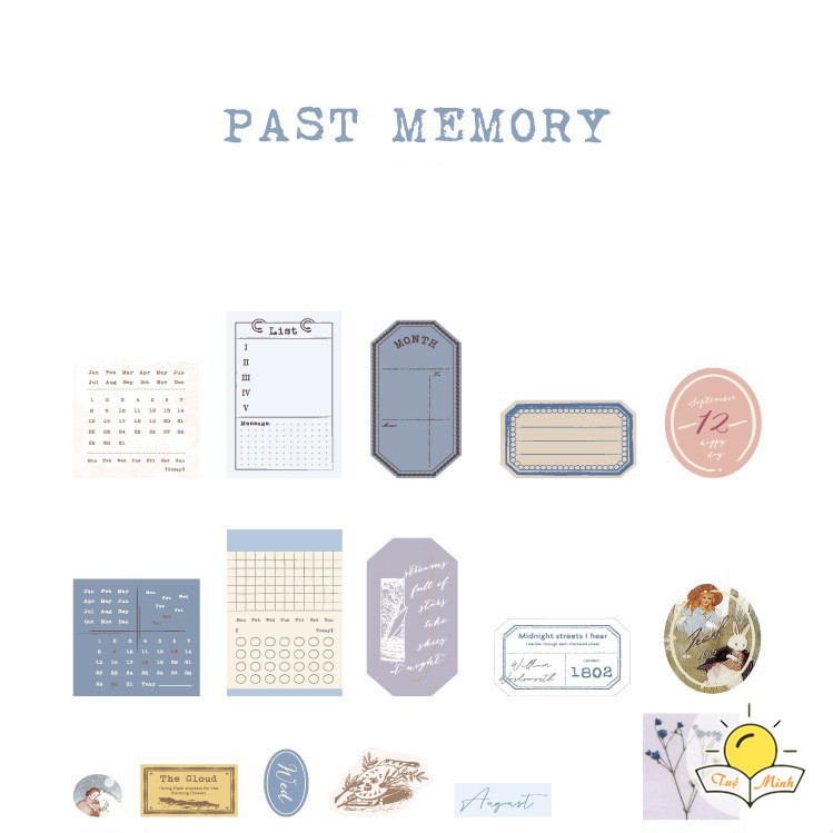 Bộ 30 nhãn tag kèm hoa khô/ dây gai vintage, sticker trang trí bullet journal, sổ tay STI30