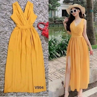 Đầm maxi đi biển xẻ tà dáng lửng chất voan chiffon mềm mịn mát mùa hè_tp 3 màu () NHƯ Ý