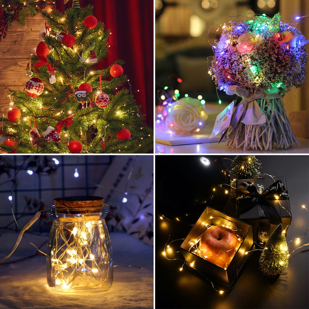 Dây đèn LED 10 bóng 1m nhiều màu tùy chọn trang trí đa năng