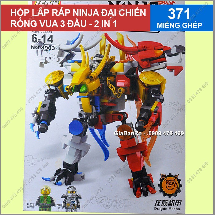 HỘP RÁP NHỰA - NINJA ĐẠI CHIẾN - ROBOT RỒNG 3 ĐẦU - 8903 - MS 9395