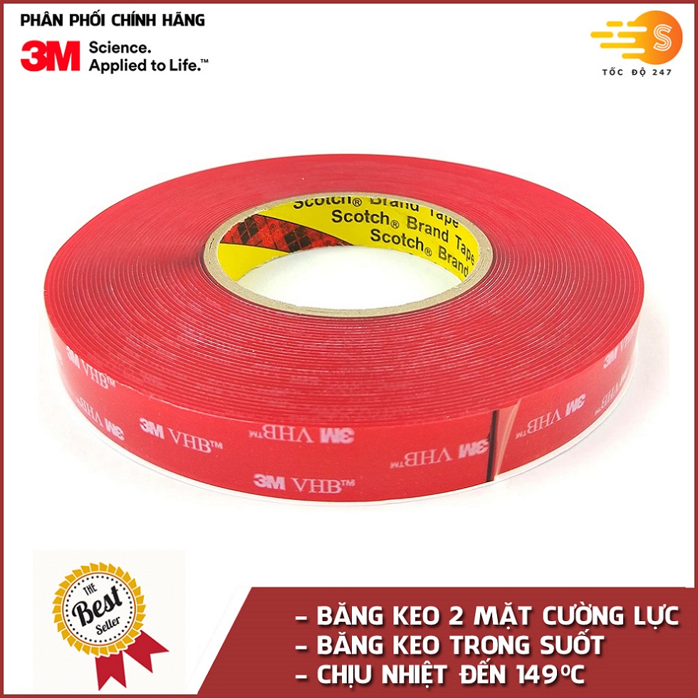 Băng keo cường lực trong suốt 3M khổ 12mm x 11m VHB 4905-1211