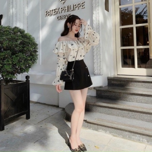 Set áo trễ vai hoa nhí ( ảnh thật trải sàn )