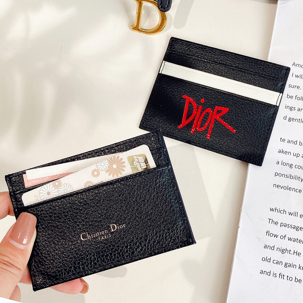 Ví da họa tiết PU Dior nhiều ngăn siêu mỏng dành cho đựng thẻ