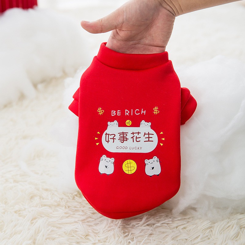 QUẦN ÁO CHÓ MÈO NOEL TẾT 2022 - ÁO NỈ ĐỎ CHO CHÓ MÈO HỌA TIẾT DỄ THƯƠNG