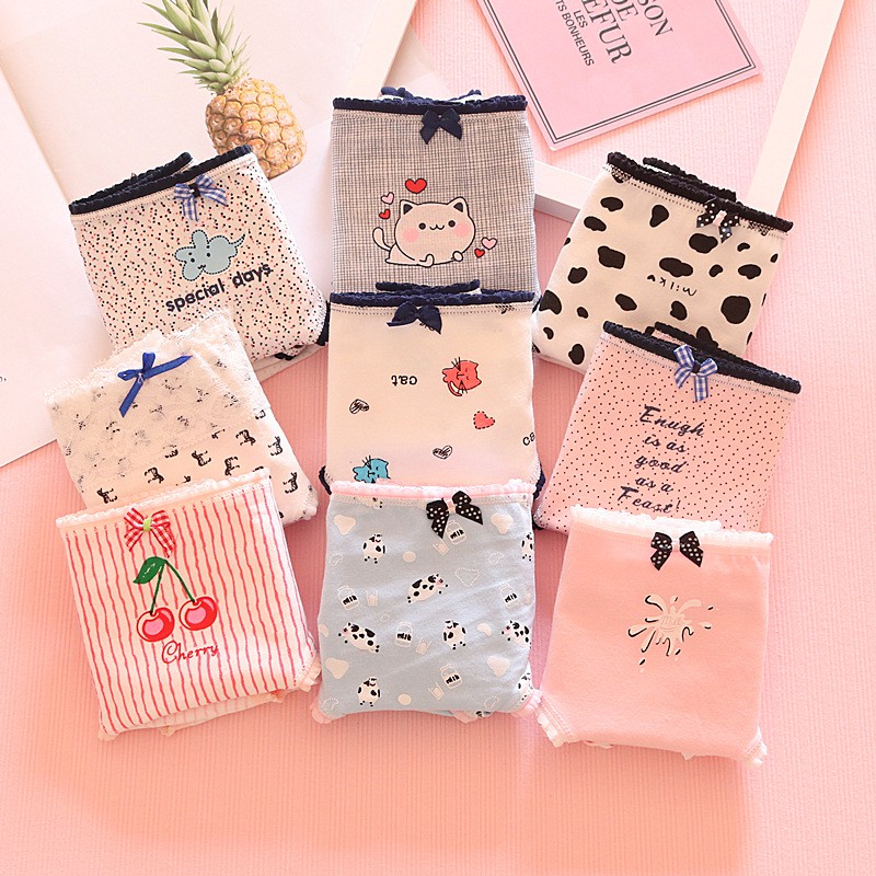 Quần Lót Cotton Nữ In Họa Tiết Trái cây, Kẻ Phối,... Nhiều Hình Dễ Thương | BigBuy360 - bigbuy360.vn