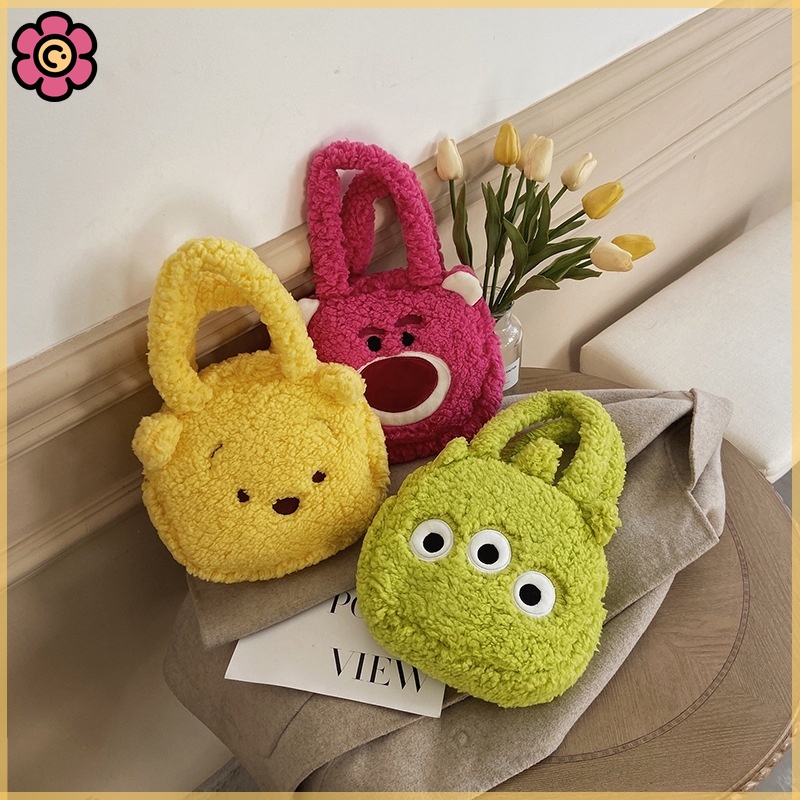 Túi Đeo Chéo Hình Gấu/Dâu Tây Nhồi Bông Xinh Xắn Cho Bé Gái