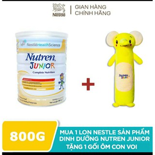 (Mẫu mới)1 lon sữa Nutren Junior 800g tặng gối ôm voi hoặc ngẫu nhiên