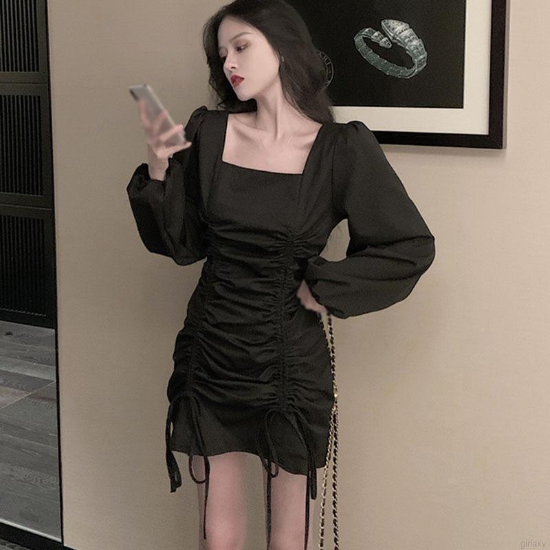 Đầm body nữ tay dài cổ vuông hợp thời trang quyến rũ