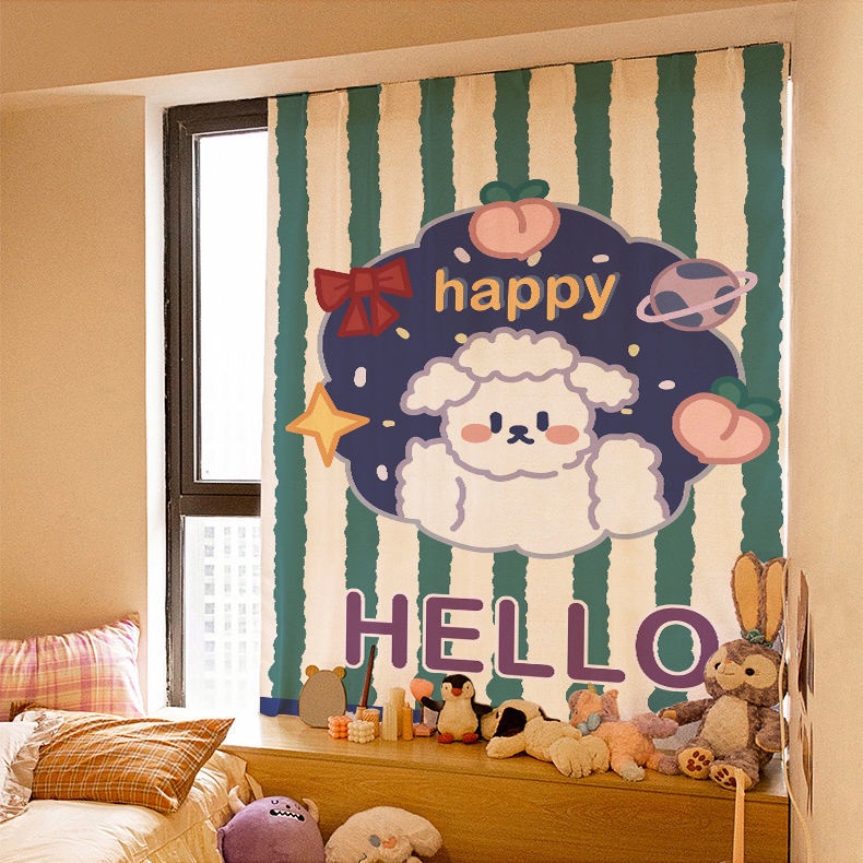Rèm Cửa Treo Tường Tự Dính Không Đục Lỗ Trang Trí Phòng Ngủ Gia Đình