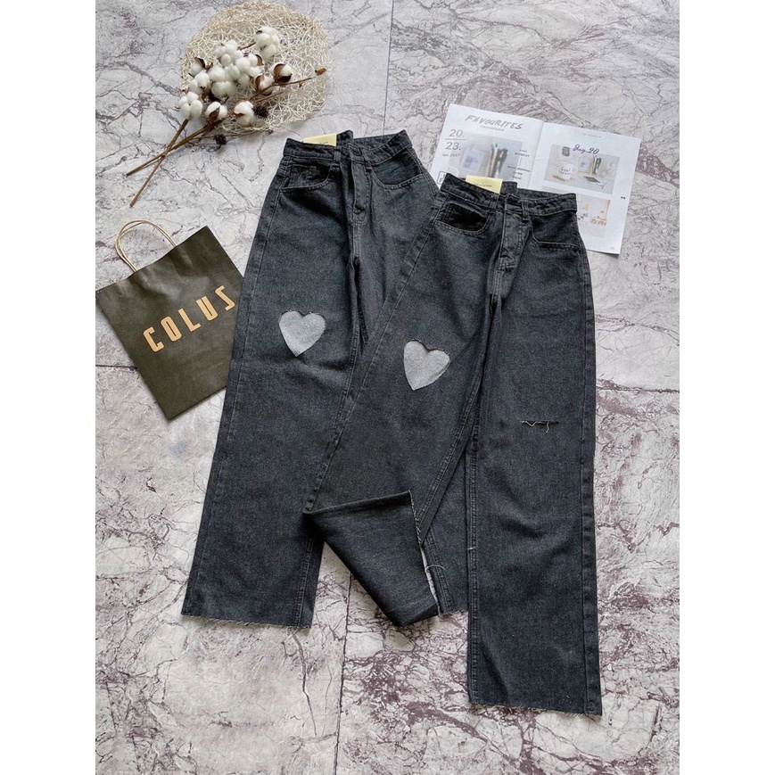 Quần jean nữ baggy trơn chất vải Jean Denim không co giãn, bền màu AnNgo - AT200