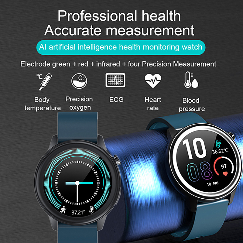 Lykry Smart Watch E80 Body Temperature Blood oxygen ECG Measurement Fitness Tracker 1.3 inch