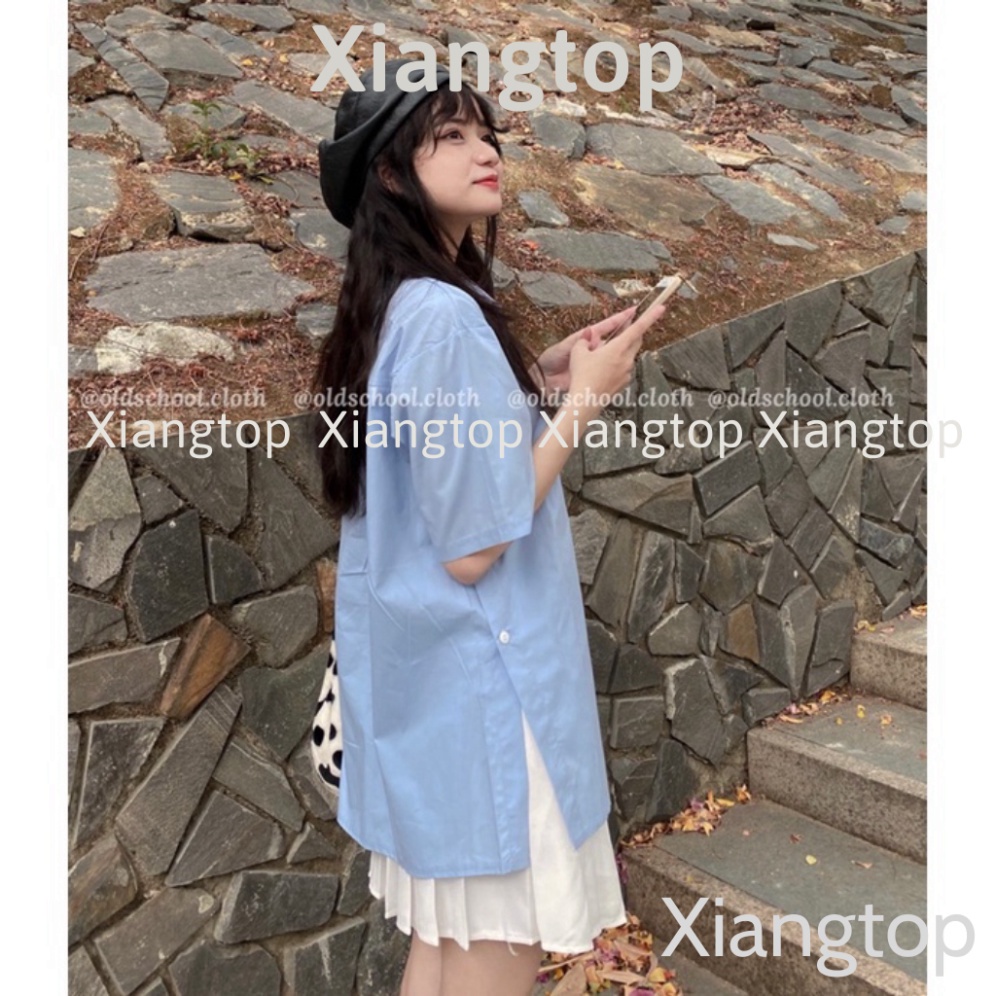 Áo kiểu nữ , Áo sơ mi xẻ cúc bên cách điệu phong cách Hàn Quốc A2444 Xiangtop