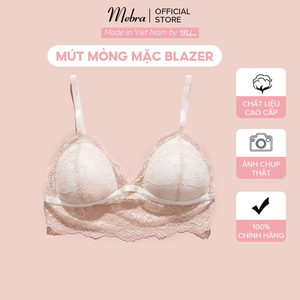 Áo lót corset ren mềm có đệm mút không gọng mặc cùng blazer sang chảnh màu nude Mebra A039