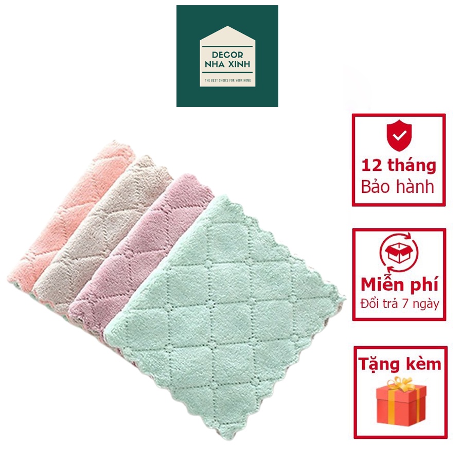 Combo 10 khăn lau bếp đa năng siêu thấm hút 2 mặt 2 màu - Khăn lau chén, lau bát siêu mềm mịn, siêu sạch | Khăn vải