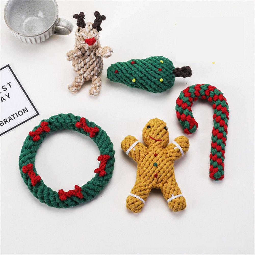 Layor1 Đồ Chơi Dây Thừng Cotton Làm Sạch Răng Cho Chó Hình Gingerbread Man Cây Thông Giáng Sinh