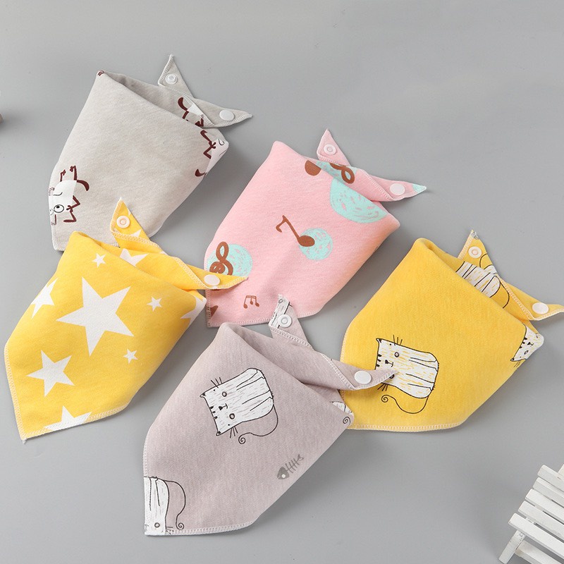 CHỌN MÀU - KHĂN YẾM TAM GIÁC CHO BÉ 100% COTTON 2 LỚP CÓ KHUY BẤM, HÀNG ĐẸP