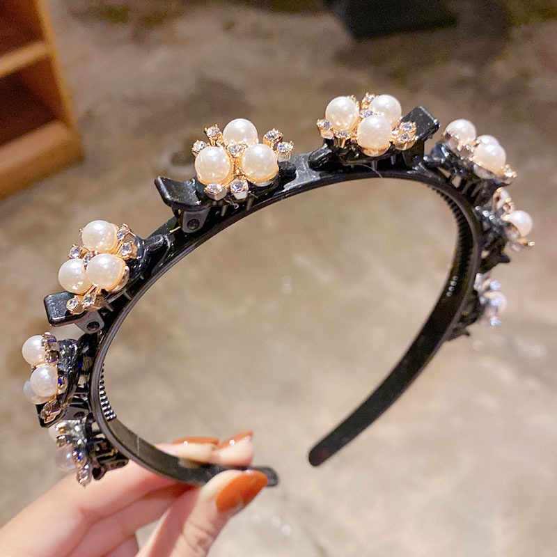 Fashion Rhinestone Braided Hair Band Sweet Girl With Bangs Fixed Head Band Hair Band Hair Accessory YUE