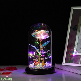 Bông Hồng Vĩnh Cửu Bằng Lá Vàng Có Đèn Led Sáng Tạo
