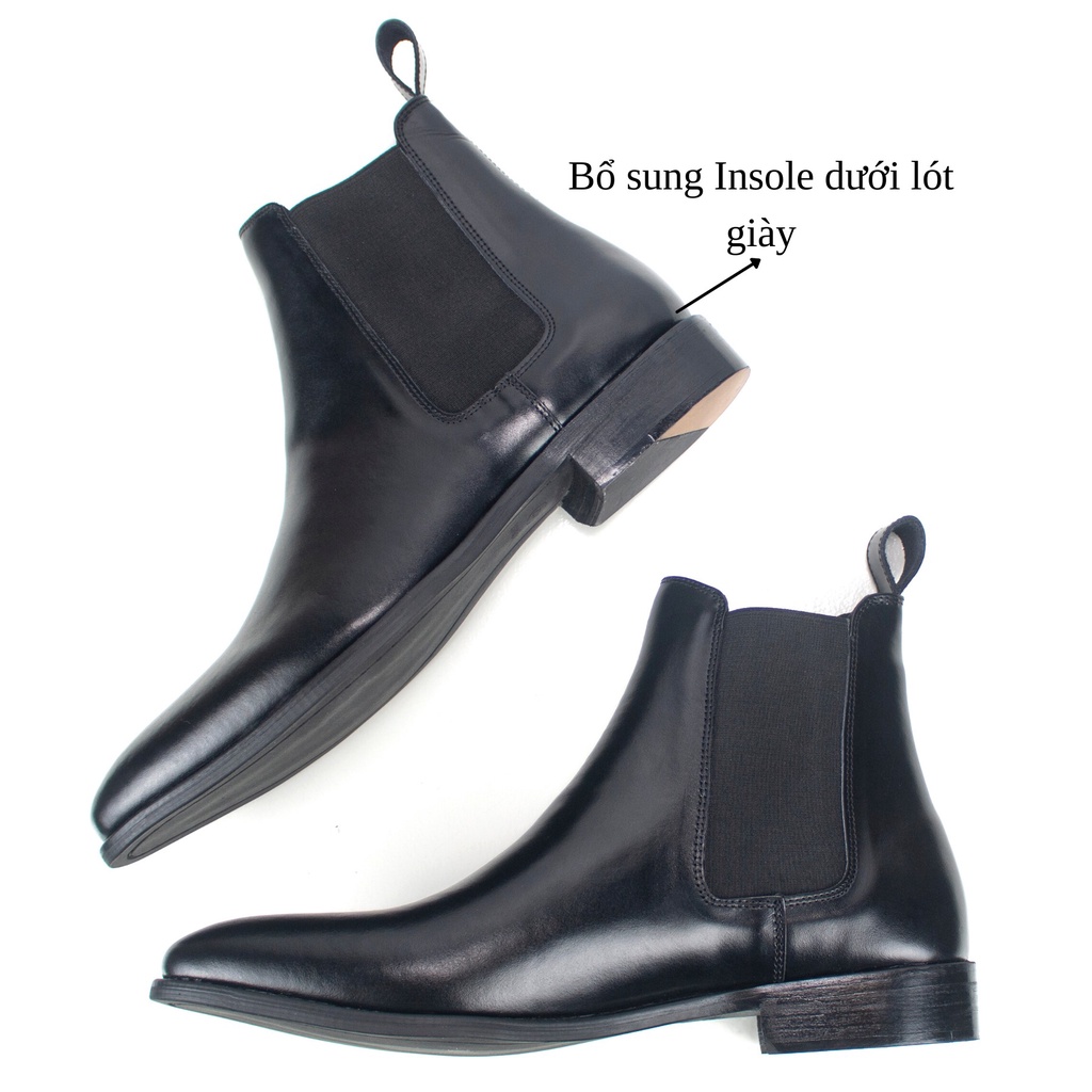 Giày thời trang nam cao cổ Chelsea boots tăng 3.5cm chiều cao da bò nguyên tấm | BigBuy360 - bigbuy360.vn