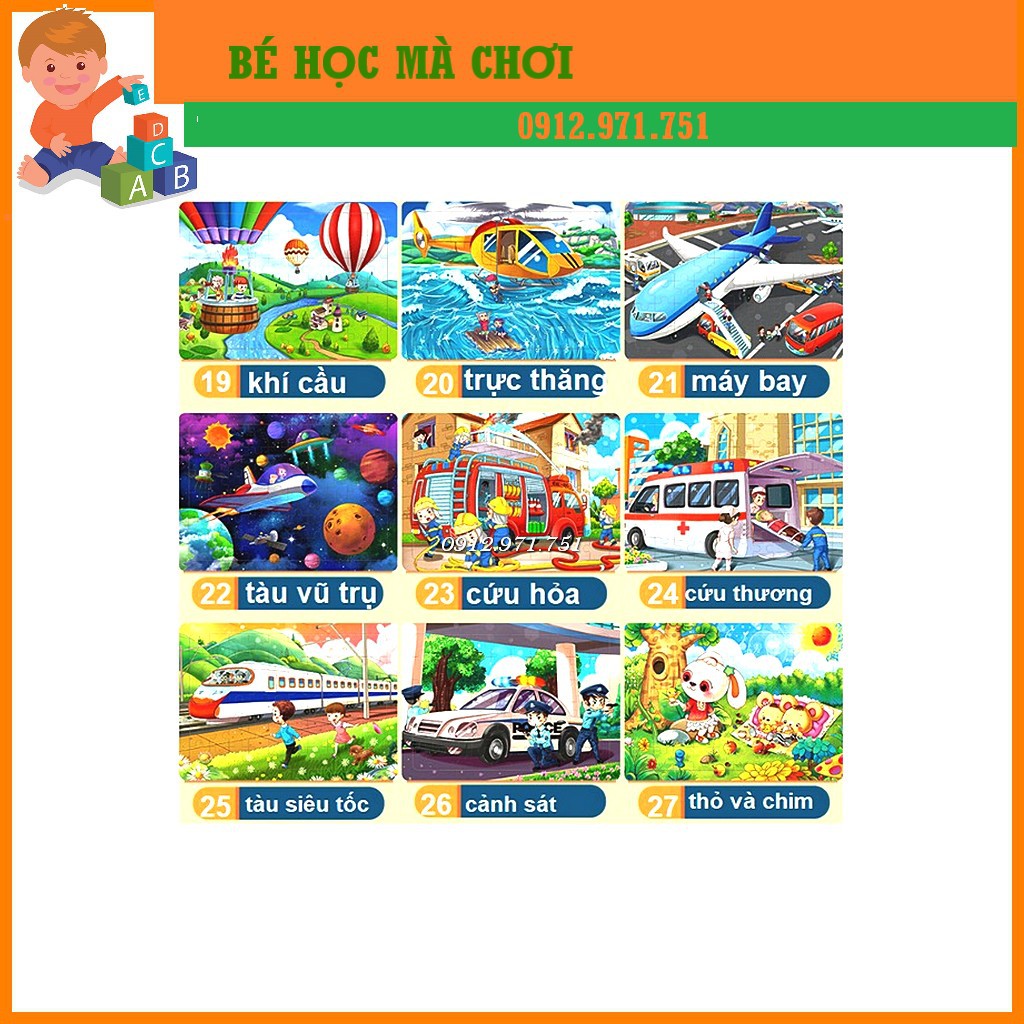 [Bán giá gốc] - Tranh xếp hình gỗ Puzzle 60 pcs có bảng gỗ kèm theo ( LINK 2)