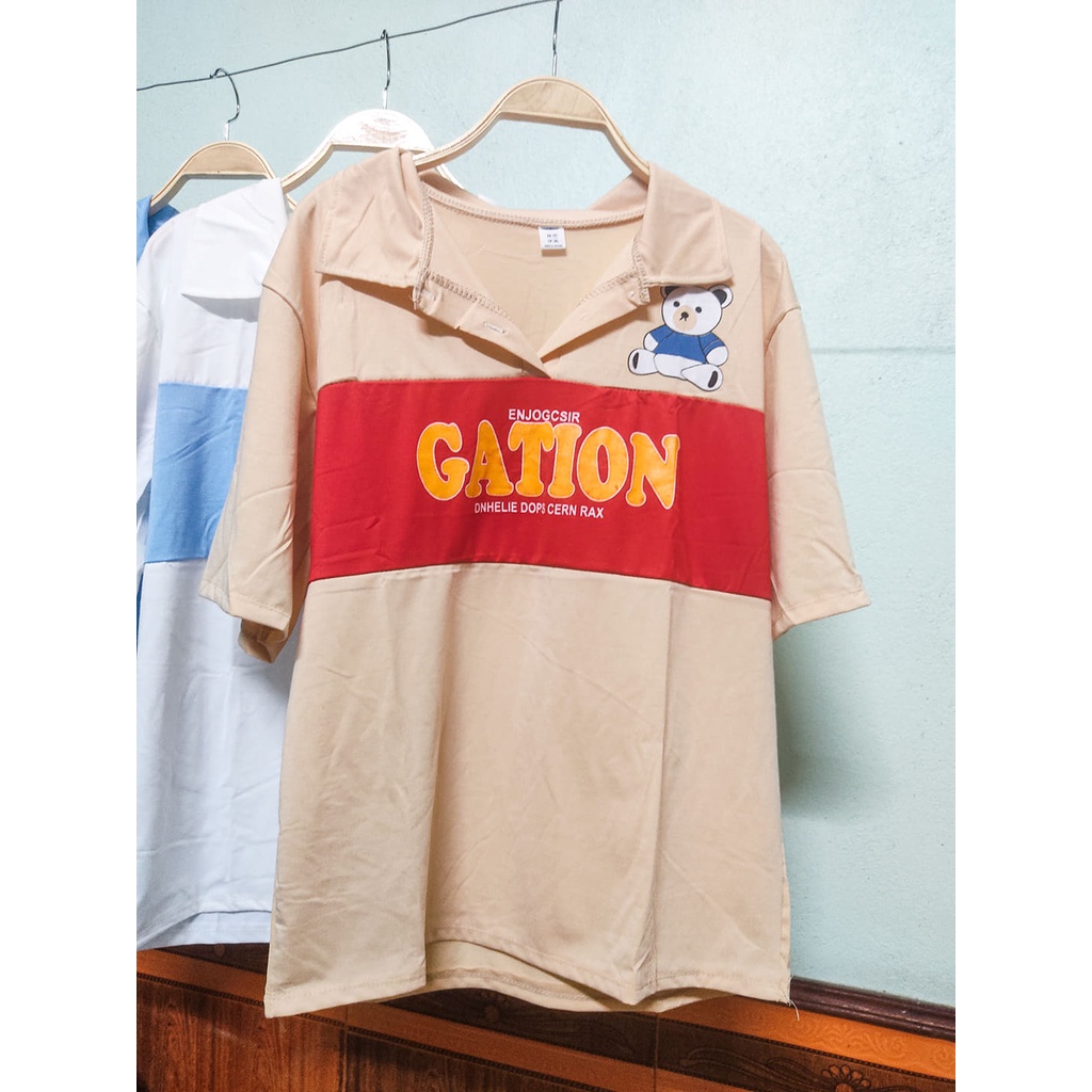Áo polo gấu, áo form rộng chất cotton mềm mịn