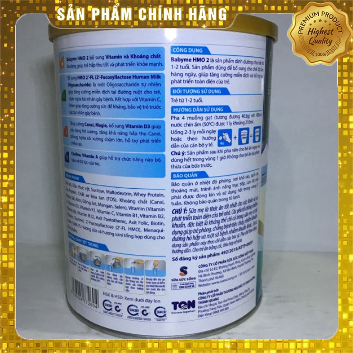 SỮA Sữa bột Babyme số 2 - lon 900g date:2/2022 ( dinh dưỡng tốt nhất cho bé )