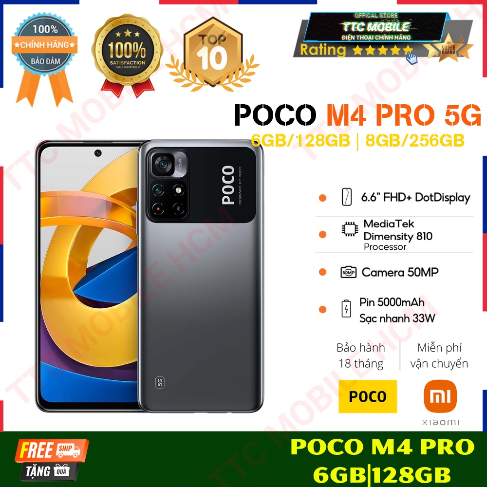 Điện thoại Xiaomi POCO M4 PRO 5G 6GB/128GB | Pin 5000mAH | Sạc Nhanh 33W | Camera 50MP - HÀNG CHÍNH HÃNG