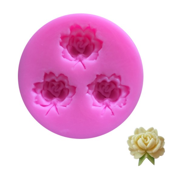 Khuôn Silicone Hoa Hồng 3 Bông 1 Cm Nhỏ