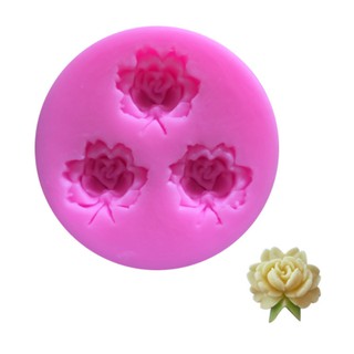 Khuôn silicone hoa hồng 3 bông 1 cm nhỏ